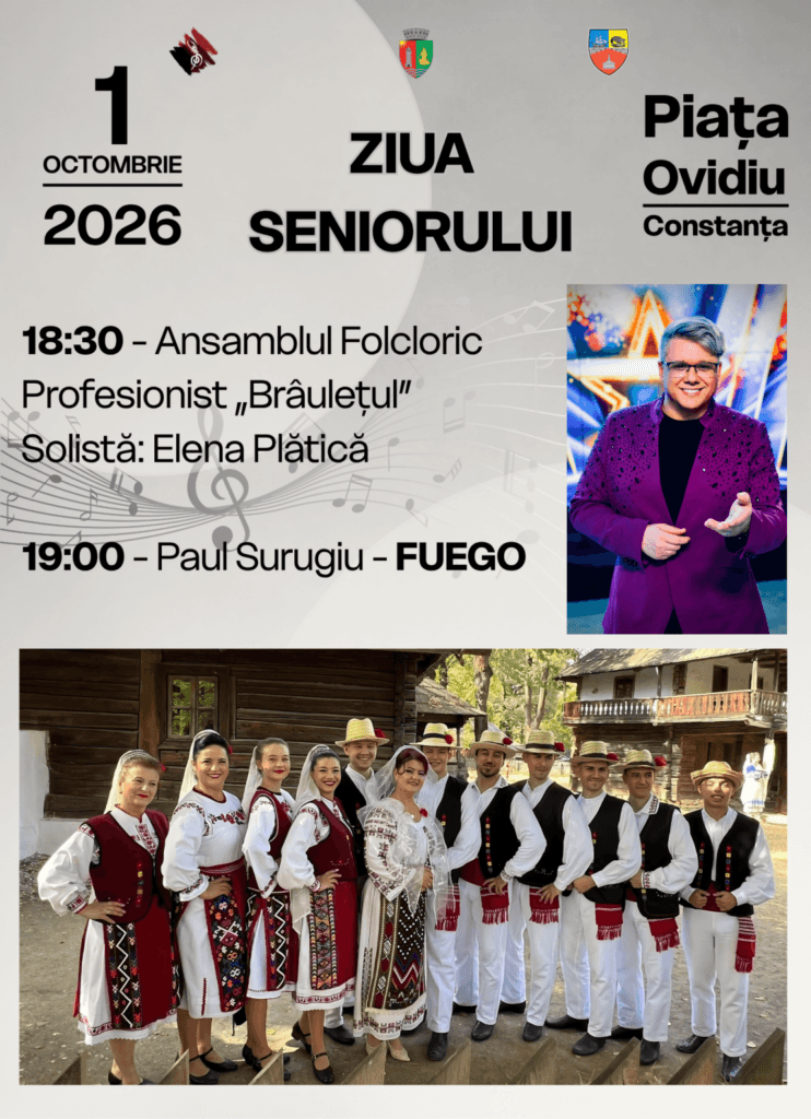 Ansamblul „Brâulețul”, de Ziua Seniorului, în Piața Ovidiu